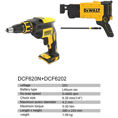 DEWALT 20V Brushless Cordless Drywall Screw Gun With Attachment Brushless 360° Rotation Nail Gun Bare Tool DCF620N+DCF6202