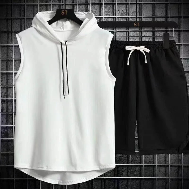 New Summer Men's Two Piece Set Casual T-Shirt and Shorts Set Men Women Sports Suit Fashion Short Sleeve Tracksuit Hooded T-shirt