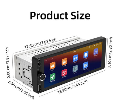 1din 6.86" HD Car Radio Multimedia Carplay Touch Screen Mirror Link Stereo Bluetooth USB FM Camera MP5 Player