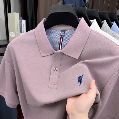 High End Brand Men's Polo Shirt Lapel T-Shirt Summer New Exquisite Horse Embroid Short Sleeve Fashion Business Leisure Menswear