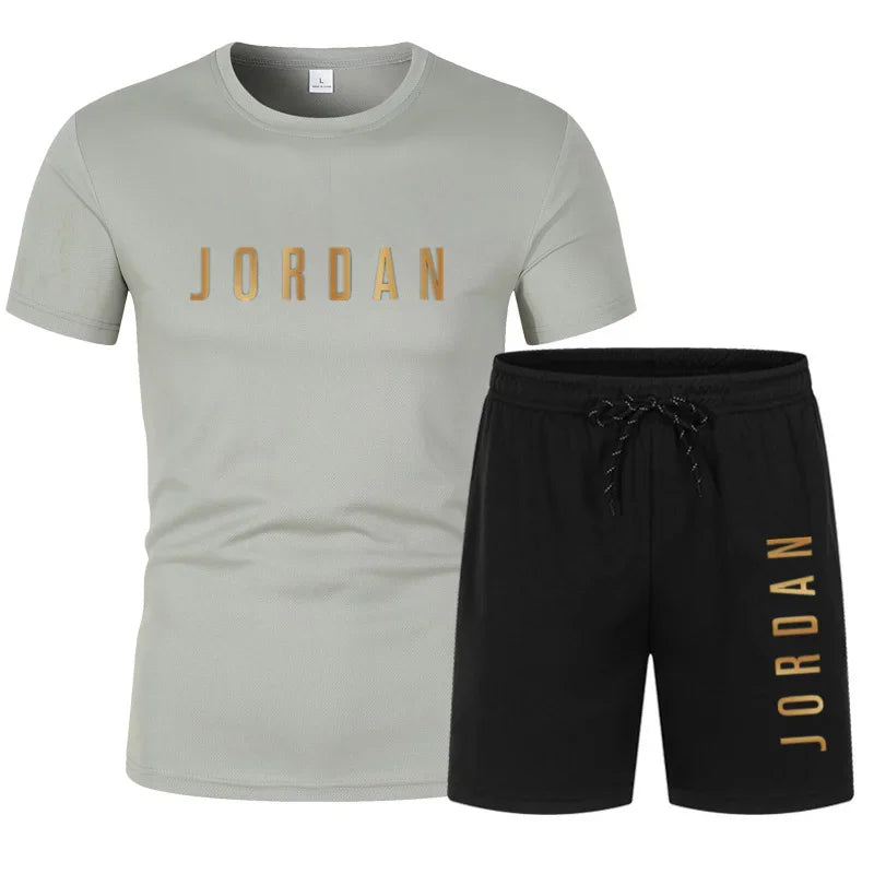 Short Sleeve T-shirt Set + Shorts Men's Young Summer Fashion Casual Sports Two-Piece Set
