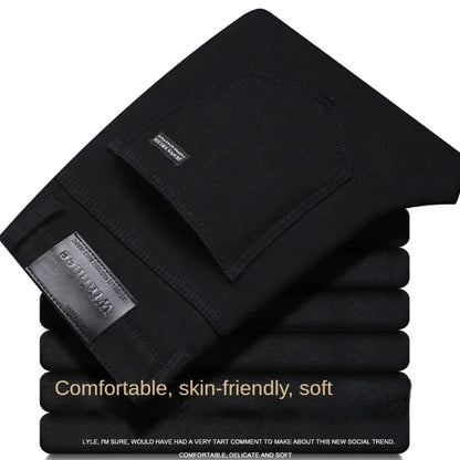 Wthinlee New Business Men's Jeans Casual Straight Stretch Fashion Classic Blue Black Work Denim Trousers Male Brand Clothing