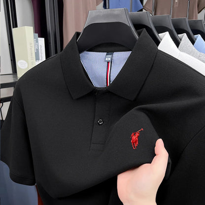 High End Brand Men's Polo Shirt Lapel T-Shirt Summer New Exquisite Horse Embroid Short Sleeve Fashion Business Leisure Menswear