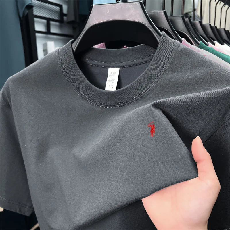 100_ cotton men's short sleeve T-shirt fashion brand Paul Pony embroidery summer new high-end comfortable casual round neck top