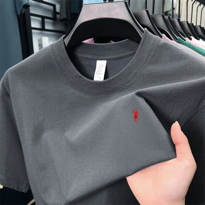100_ cotton men's short sleeve T-shirt fashion brand Paul Pony embroidery summer new high-end comfortable casual round neck top