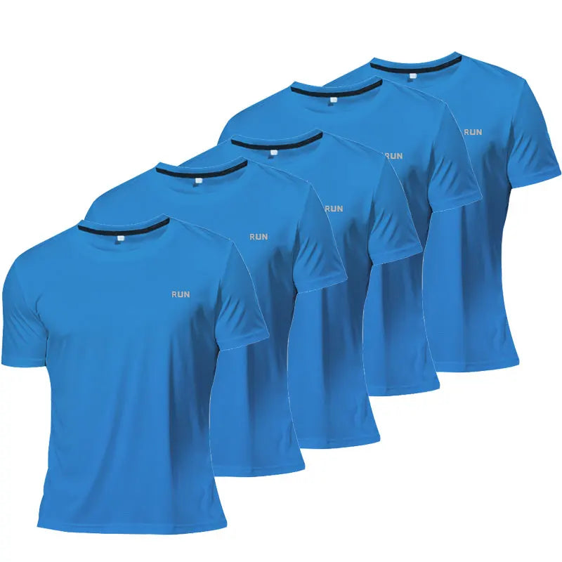 5PCS Men's Solid Color Ultralight Quick Dry Sport T-Shirt, Breathable Lightweight Top For Fitness Training Workout Running Gym