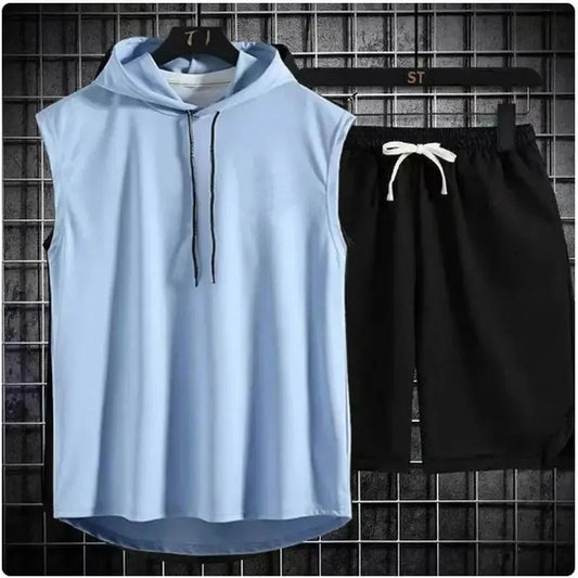 New Summer Men's Two Piece Set Casual T-Shirt and Shorts Set Men Women Sports Suit Fashion Short Sleeve Tracksuit Hooded T-shirt