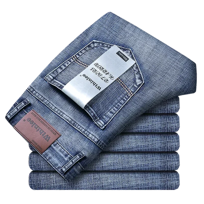 Wthinlee Brand Straight Stretch Classic Blue Black New Business Men's Jeans Casual Work Denim Trousers Male Brand Clothing