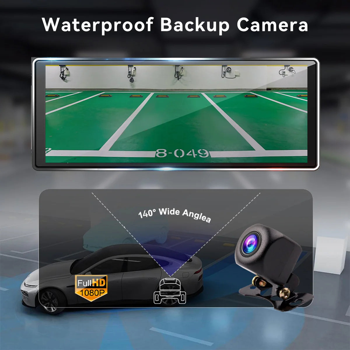 10.26" 4K/1080P Touch Car Stereo with CarPlay & Android Auto | Front & Rear Dash Cam, Night Vision, WiFi, Bluetooth, FM