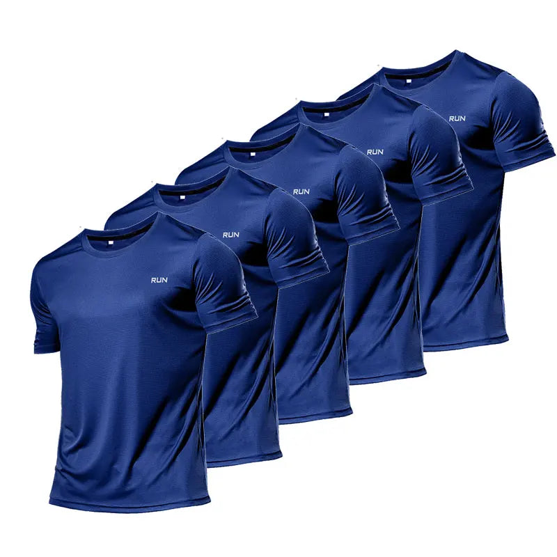 5PCS Men's Solid Color Ultralight Quick Dry Sport T-Shirt, Breathable Lightweight Top For Fitness Training Workout Running Gym