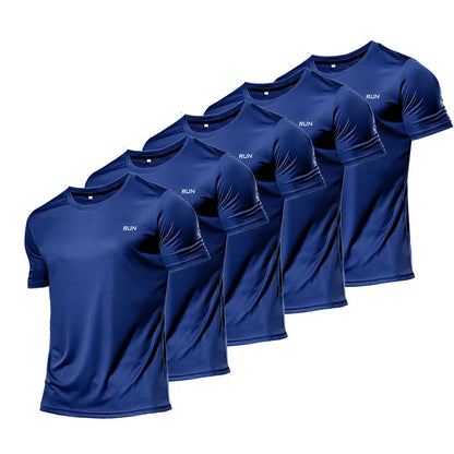 5PCS Men's Solid Color Ultralight Quick Dry Sport T-Shirt, Breathable Lightweight Top For Fitness Training Workout Running Gym