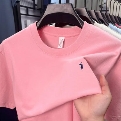 100_ cotton men's short sleeve T-shirt fashion brand Paul Pony embroidery summer new high-end comfortable casual round neck top