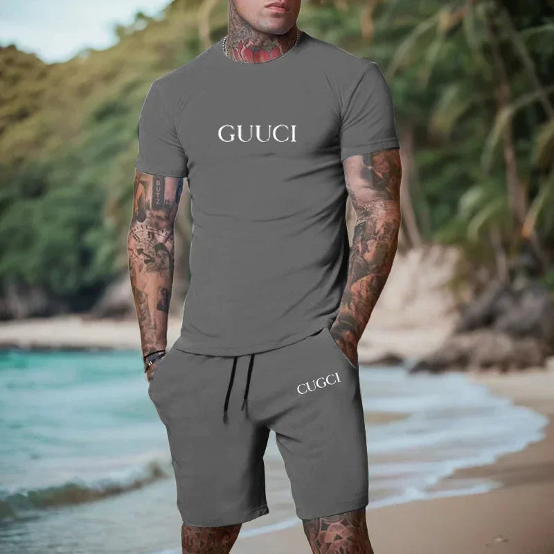 2024 Summer T-shirt, shorts men's casual sports set, fashionable short sleeved casual shopping trend clothing essential for trav