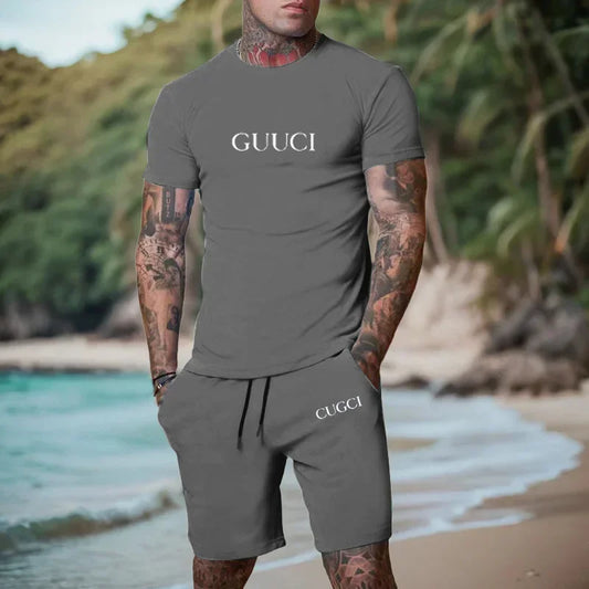 2024 Summer T-shirt, shorts men's casual sports set, fashionable short sleeved casual shopping trend clothing essential for trav