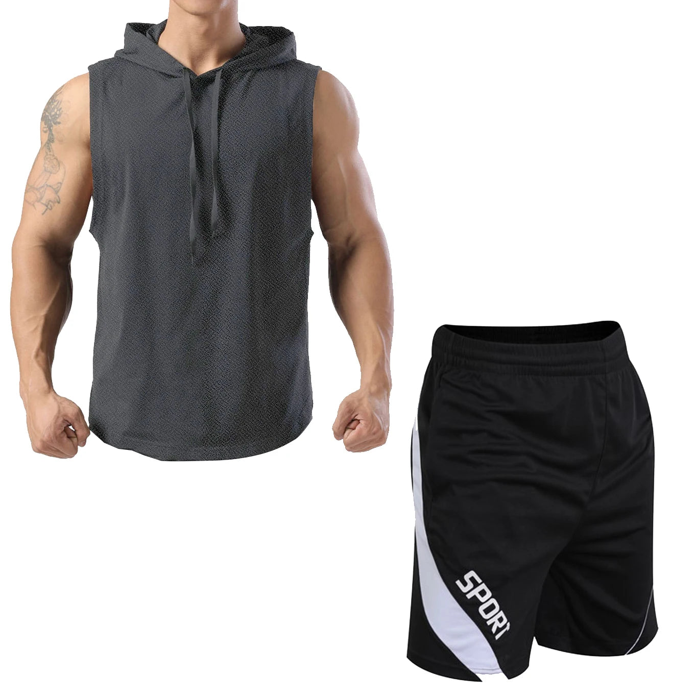 New Summer Men's Two Piece Set Casual T-Shirt and Shorts Set Men Women Sports Suit Fashion Short Sleeve Tracksuit Hooded T-shirt