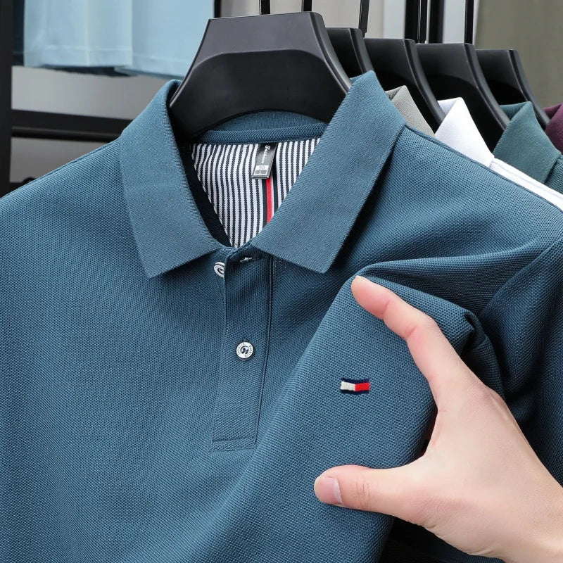 100% pure cotton summer new men's short sleeve high-end custom brand POLO shirt designer exquisite embroidery T-shirt casual top
