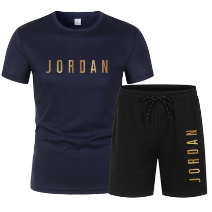 Short Sleeve T-shirt Set + Shorts Men's Young Summer Fashion Casual Sports Two-Piece Set