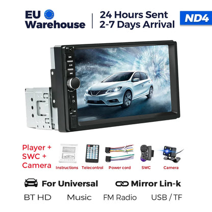 1DIN 7inch HD Touch Screen Universal Car Radio Multimedia Player MP5 Car-play Auto BT For Ford Honda Hyundai KIA Fiat VW Nissan