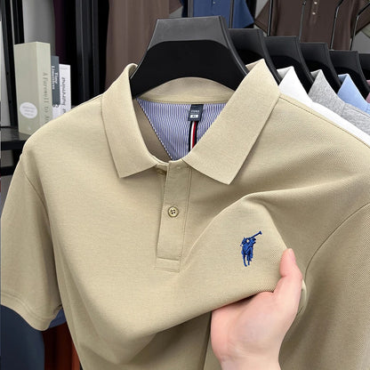 High End Brand Men's Polo Shirt Lapel T-Shirt Summer New Exquisite Horse Embroid Short Sleeve Fashion Business Leisure Menswear