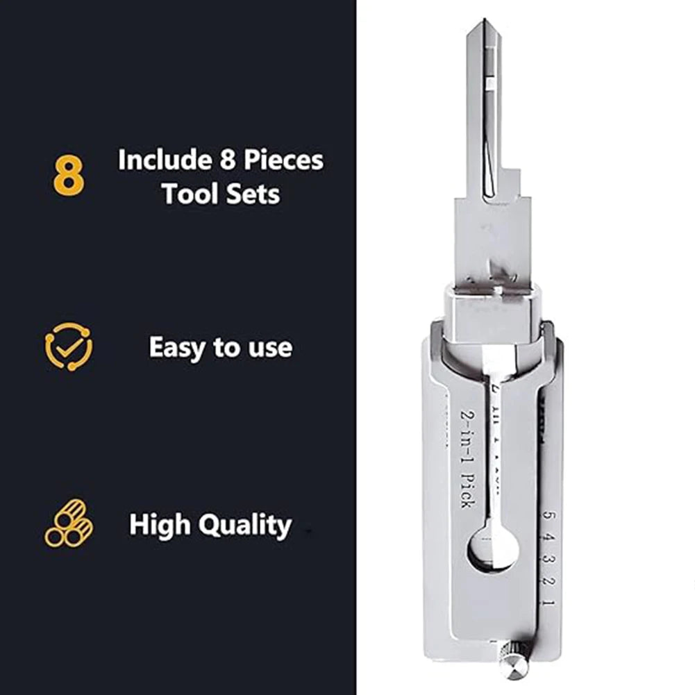 SS001 Stainless Steel Key Decoder 2 In 1 Precision Hook & Pick Set Lock Decoder O-ring Pickup Kit Maintenance Repair Hand Tools