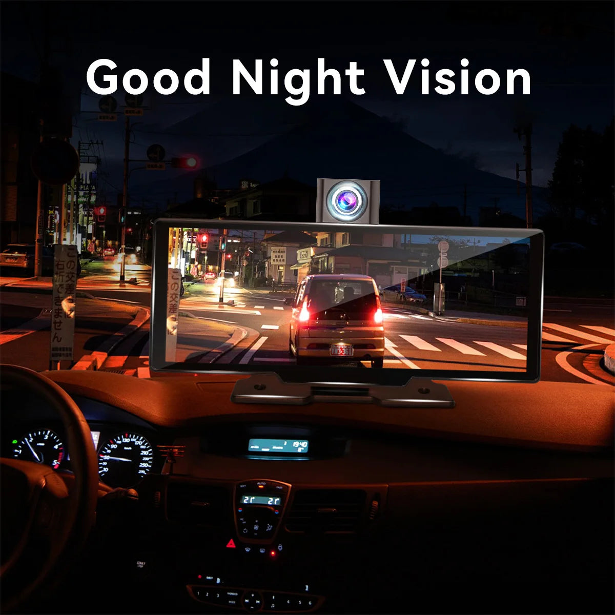 10.26" 4K/1080P Touch Car Stereo with CarPlay & Android Auto | Front & Rear Dash Cam, Night Vision, WiFi, Bluetooth, FM