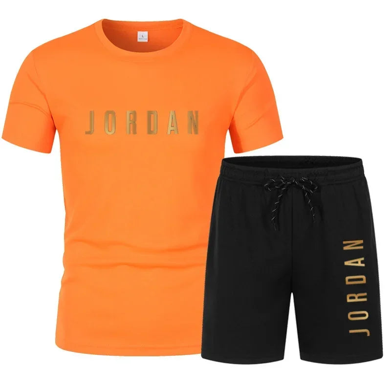 Summer Youth Men's Short sleeved T-shirt+Shorts Set Fashion Trendy Casual Sports Two Piece Set tracksuit men mens clothes