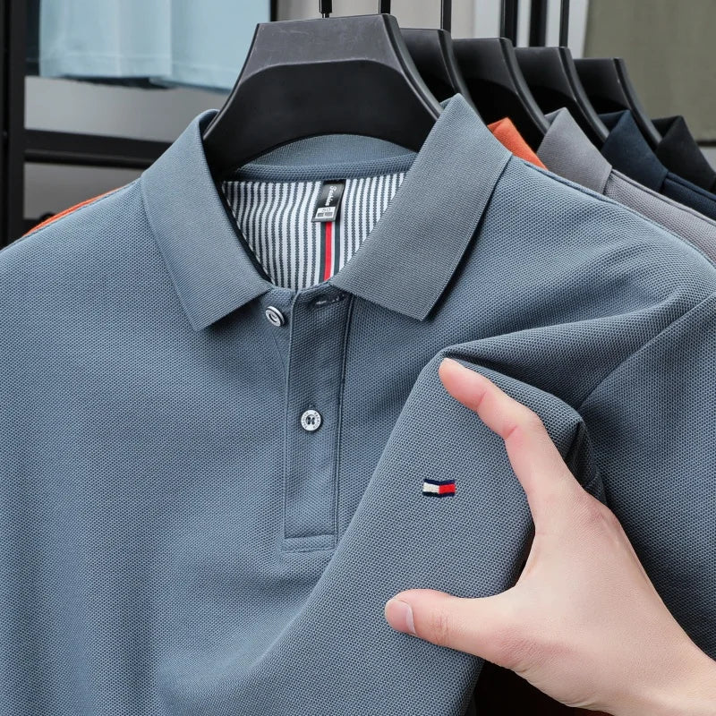 100% pure cotton summer new men's short sleeve high-end custom brand POLO shirt designer exquisite embroidery T-shirt casual top
