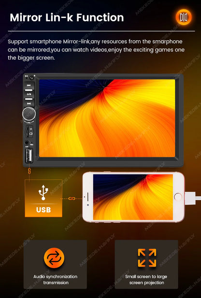 1DIN 7inch HD Touch Screen Universal Car Radio Multimedia Player MP5 Car-play Auto BT For Ford Honda Hyundai KIA Fiat VW Nissan