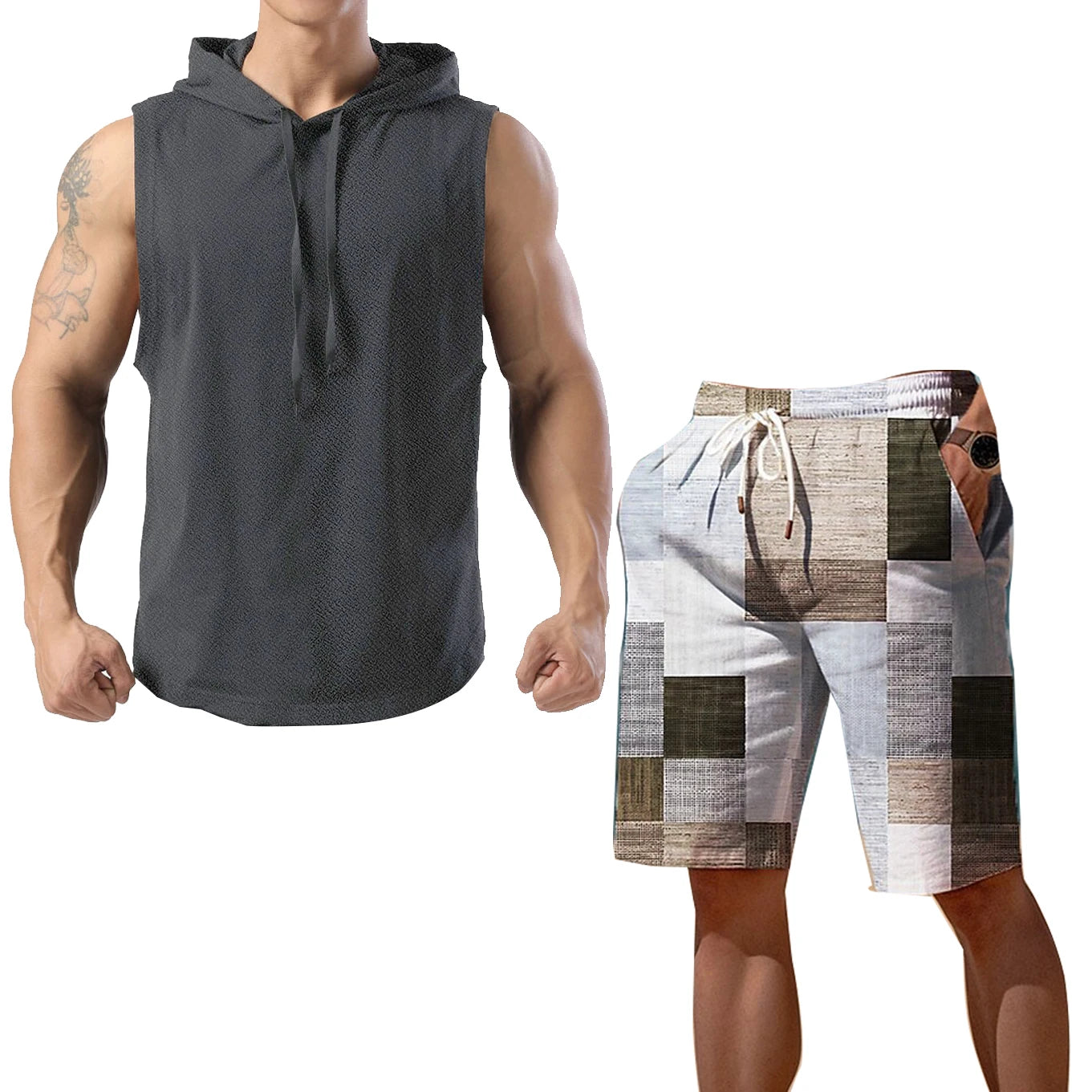 New Summer Men's Two Piece Set Casual T-Shirt and Shorts Set Men Women Sports Suit Fashion Short Sleeve Tracksuit Hooded T-shirt