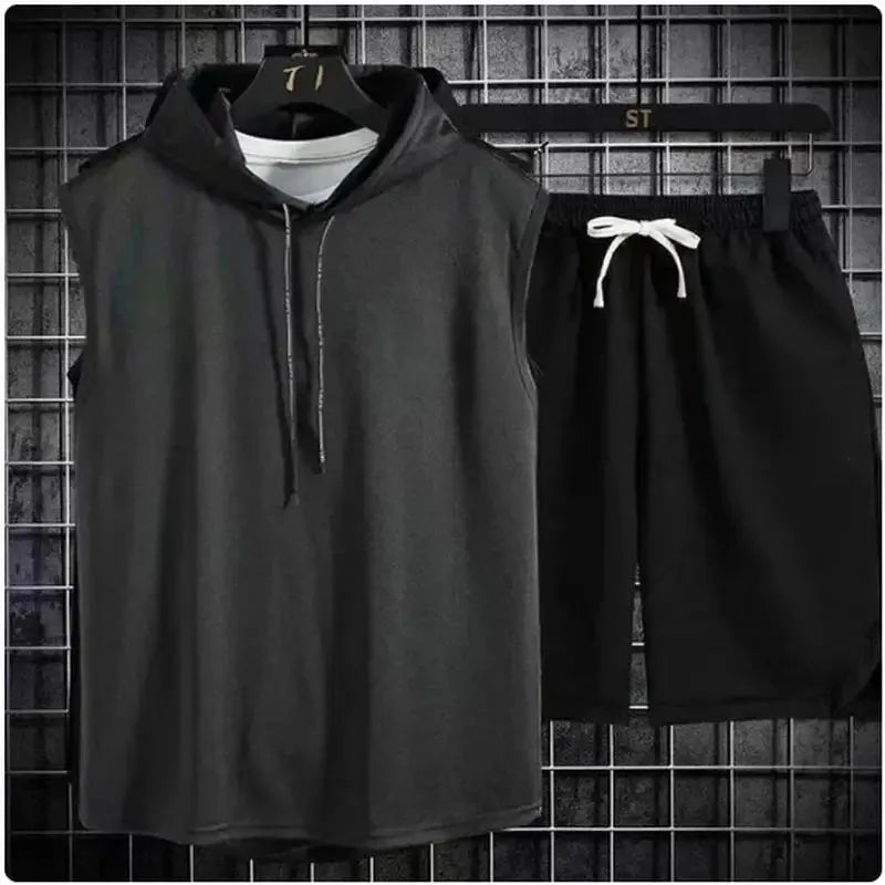 New Summer Men's Two Piece Set Casual T-Shirt and Shorts Set Men Women Sports Suit Fashion Short Sleeve Tracksuit Hooded T-shirt