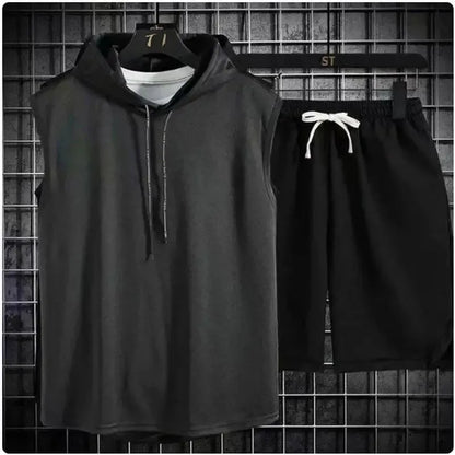 New Summer Men's Two Piece Set Casual T-Shirt and Shorts Set Men Women Sports Suit Fashion Short Sleeve Tracksuit Hooded T-shirt