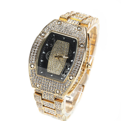 THE BLING KING Big Men's Watch Waterproof Full Iced Out Rectangle Dial Luxury Brand Quartz Automatic Wrist Mens Hiphop Watch