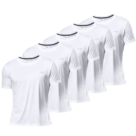 5PCS Men's Solid Color Ultralight Quick Dry Sport T-Shirt, Breathable Lightweight Top For Fitness Training Workout Running Gym