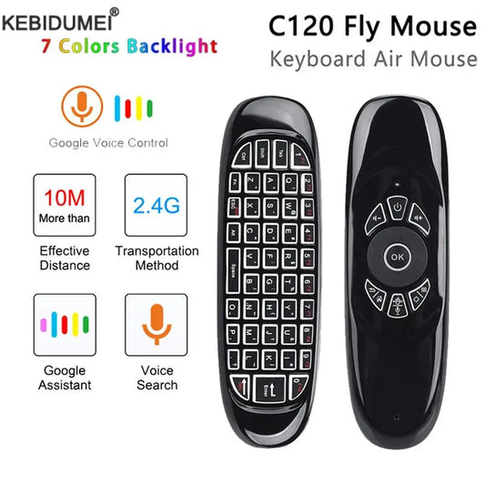 C120 RGB Backlight Fly Air Mouse Gyro Sensor Wireless 2.4G RF Keyboard Remote Control For Android Smart TV Box