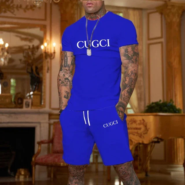 2024 Summer T-shirt, shorts men's casual sports set, fashionable short sleeved casual shopping trend clothing essential for trav