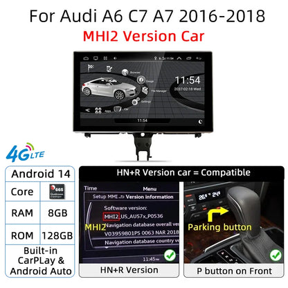 Android 14 Auto Radio Wireless Carplay Touch Screen For Audi A6 C7 A7 2012-2018 Car Multimedia Player Navigation Stereo GPS WIFI