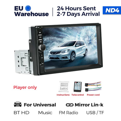 1DIN 7inch HD Touch Screen Universal Car Radio Multimedia Player MP5 Car-play Auto BT For Ford Honda Hyundai KIA Fiat VW Nissan