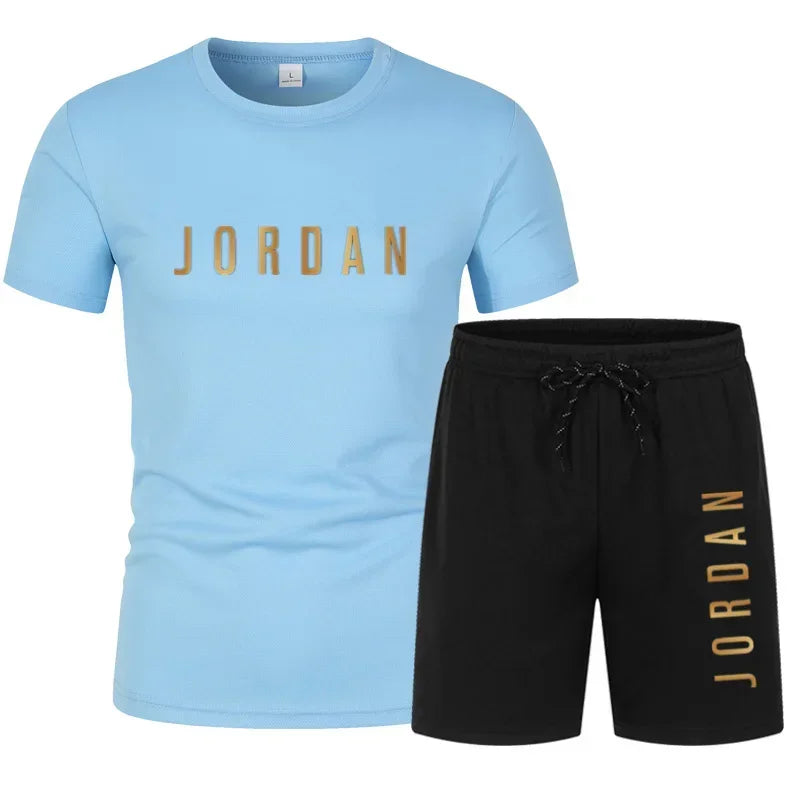 Summer Youth Men's Short sleeved T-shirt+Shorts Set Fashion Trendy Casual Sports Two Piece Set tracksuit men mens clothes