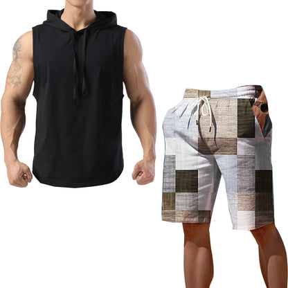 New Summer Men's Two Piece Set Casual T-Shirt and Shorts Set Men Women Sports Suit Fashion Short Sleeve Tracksuit Hooded T-shirt