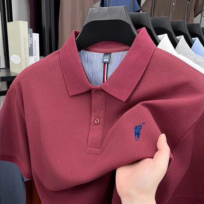 High End Brand Men's Polo Shirt Lapel T-Shirt Summer New Exquisite Horse Embroid Short Sleeve Fashion Business Leisure Menswear