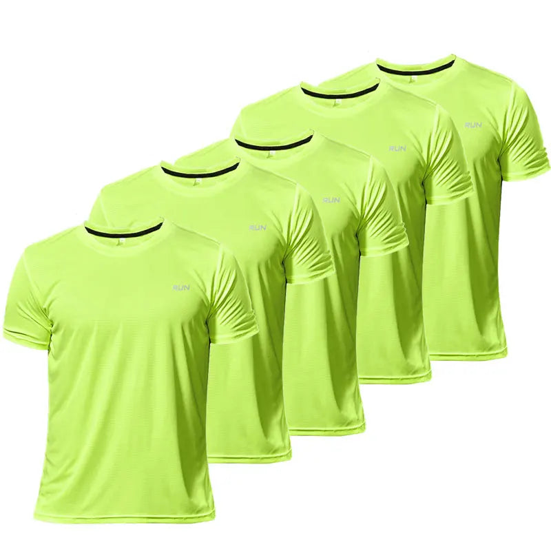5PCS Men's Solid Color Ultralight Quick Dry Sport T-Shirt, Breathable Lightweight Top For Fitness Training Workout Running Gym