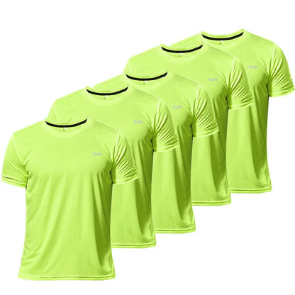 5PCS Men's Solid Color Ultralight Quick Dry Sport T-Shirt, Breathable Lightweight Top For Fitness Training Workout Running Gym