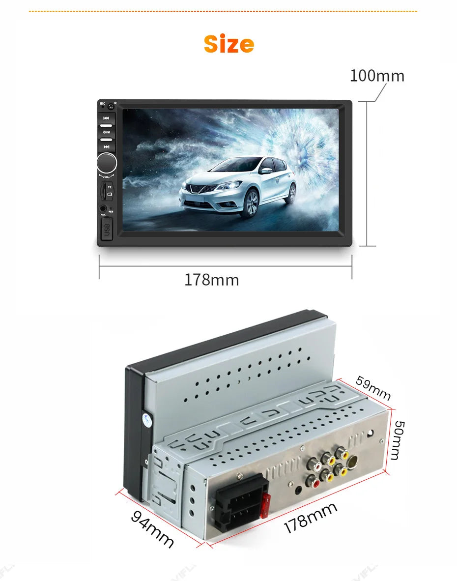 1DIN 7inch HD Touch Screen Universal Car Radio Multimedia Player MP5 Car-play Auto BT For Ford Honda Hyundai KIA Fiat VW Nissan
