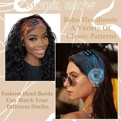 Bluetooth Earphones Sports Sleeping Headband Elastic Wireless Headphones Music Eye Mask Wireless Headset Boho Headband Yoga Work