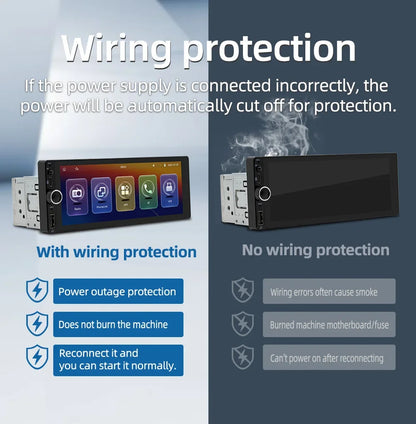 1din 6.86" HD Car Radio Multimedia Carplay Touch Screen Mirror Link Stereo Bluetooth USB FM Camera MP5 Player
