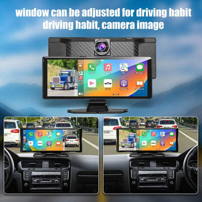 10.26" 4K/1080P Touch Car Stereo with CarPlay & Android Auto | Front & Rear Dash Cam, Night Vision, WiFi, Bluetooth, FM