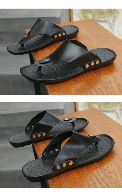 YRZL Summer Slippers Men Flip-Flops for Men Beach Slippers Brown Sandals Comfortable Shoes Non-Slip Bathroom Shoes Men Shoes