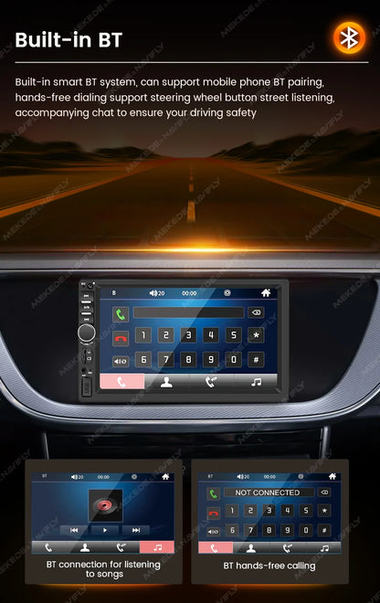 1DIN 7inch HD Touch Screen Universal Car Radio Multimedia Player MP5 Car-play Auto BT For Ford Honda Hyundai KIA Fiat VW Nissan