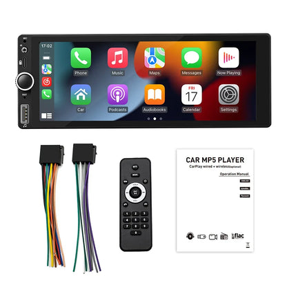 1din 6.86" HD Car Radio Multimedia Carplay Touch Screen Mirror Link Stereo Bluetooth USB FM Camera MP5 Player