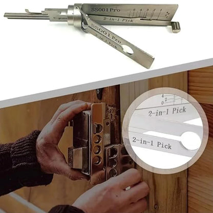 SS001 Stainless Steel Key Decoder 2 In 1 Precision Hook & Pick Set Lock Decoder O-ring Pickup Kit Maintenance Repair Hand Tools